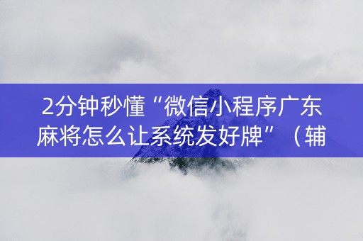 2分钟秒懂“微信小程序广东麻将怎么让系统发好牌”（辅助神器免费)