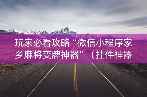 玩家必看攻略“微信小程序家乡麻将变牌神器”（挂件神器)