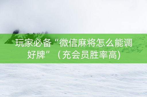 玩家必备“微信麻将怎么能调好牌”（充会员胜率高)