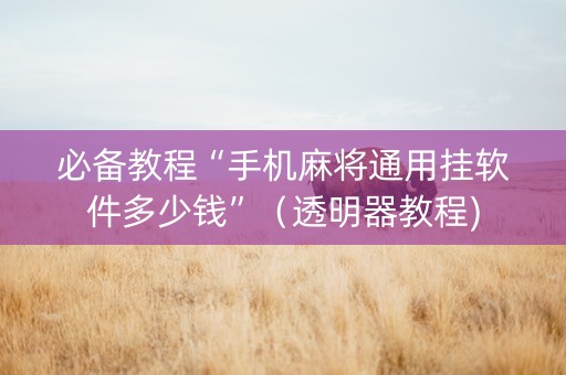 必备教程“手机麻将通用挂软件多少钱”（透明器教程)