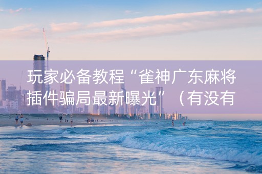 玩家必备教程“雀神广东麻将插件骗局最新曝光”（有没有猫腻)