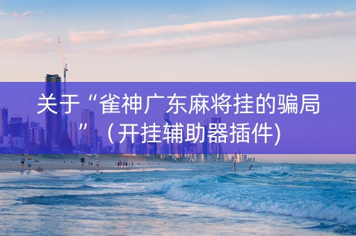 关于“雀神广东麻将挂的骗局”（开挂辅助器插件)