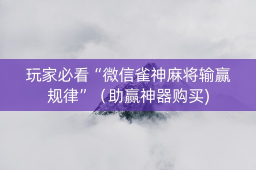 玩家必看“微信雀神麻将输赢规律”（助赢神器购买)
