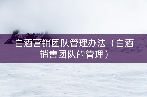 白酒营销团队管理办法（白酒销售团队的管理）