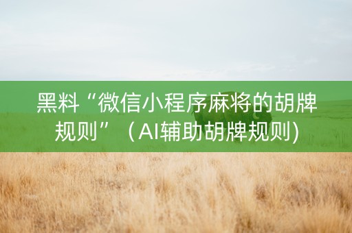 黑料“微信小程序麻将的胡牌规则”（AI辅助胡牌规则)