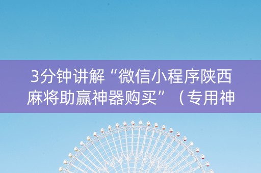 3分钟讲解“微信小程序陕西麻将助赢神器购买”（专用神器下载)
