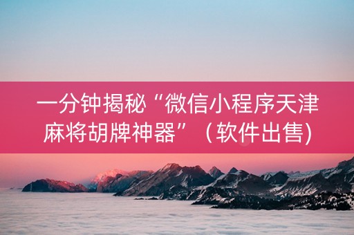 一分钟揭秘“微信小程序天津麻将胡牌神器”（软件出售)