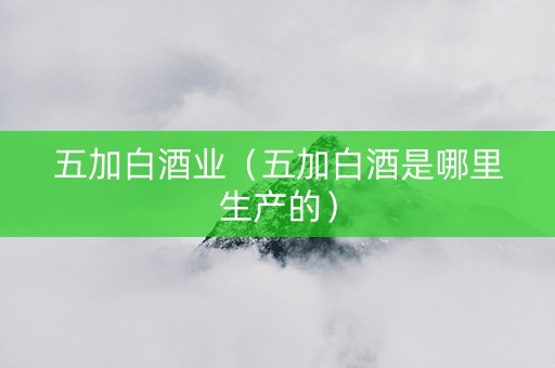 五加白酒业（五加白酒是哪里生产的）