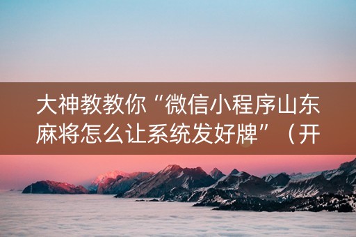 大神教教你“微信小程序山东麻将怎么让系统发好牌”（开挂辅助插件)