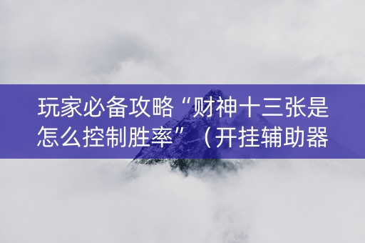 玩家必备攻略“财神十三张是怎么控制胜率”（开挂辅助器脚本)