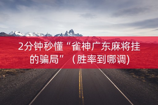 2分钟秒懂“雀神广东麻将挂的骗局”（胜率到哪调)