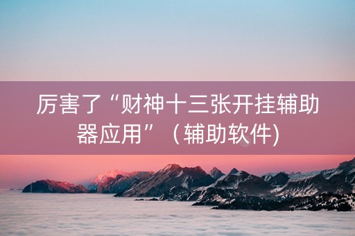 厉害了“财神十三张开挂辅助器应用”（辅助软件)