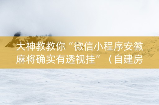 大神教教你“微信小程序安徽麻将确实有透视挂”（自建房怎么赢)