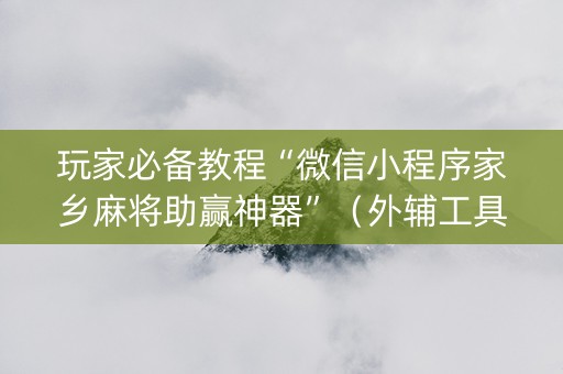 玩家必备教程“微信小程序家乡麻将助赢神器”（外辅工具)
