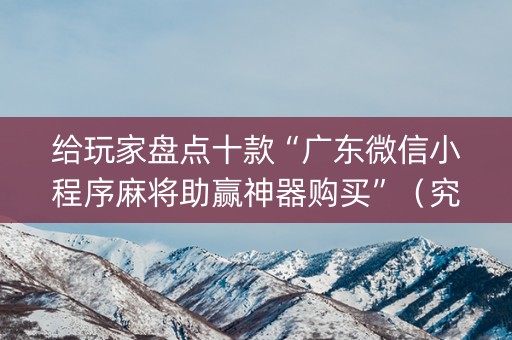给玩家盘点十款“广东微信小程序麻将助赢神器购买”（究竟是不是有挂)