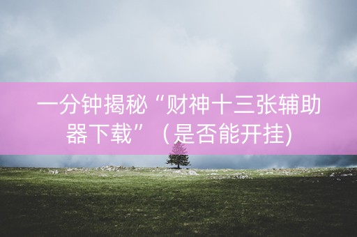 一分钟揭秘“财神十三张辅助器下载”（是否能开挂)