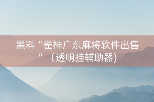 黑料“雀神广东麻将软件出售”（透明挂辅助器)