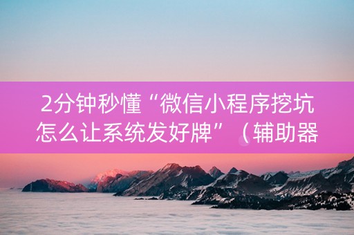2分钟秒懂“微信小程序挖坑怎么让系统发好牌”（辅助器通用版)