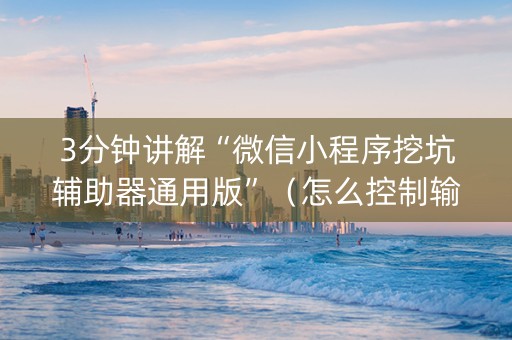 3分钟讲解“微信小程序挖坑辅助器通用版”（怎么控制输赢)