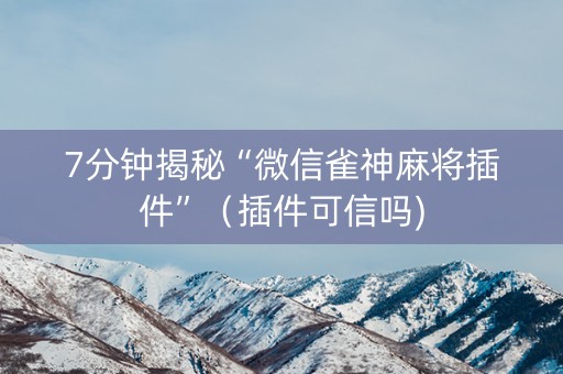 7分钟揭秘“微信雀神麻将插件”（插件可信吗)