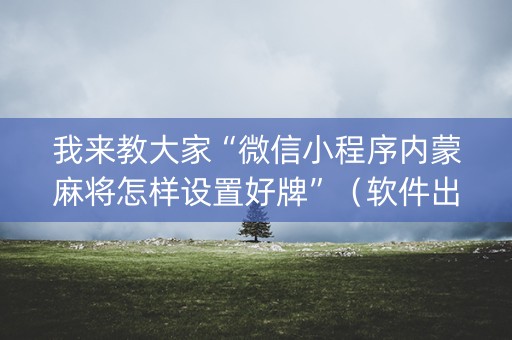 我来教大家“微信小程序内蒙麻将怎样设置好牌”（软件出售)