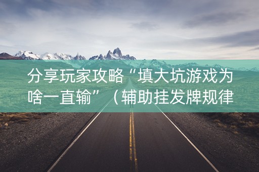 分享玩家攻略“填大坑游戏为啥一直输”（辅助挂发牌规律)