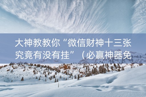 大神教教你“微信财神十三张究竟有没有挂”（必赢神器免费安装)