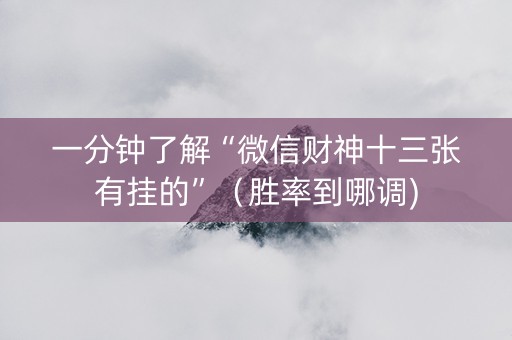 一分钟了解“微信财神十三张有挂的”（胜率到哪调)