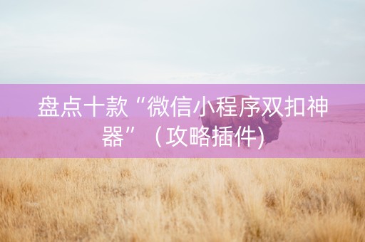 盘点十款“微信小程序双扣神器”（攻略插件)