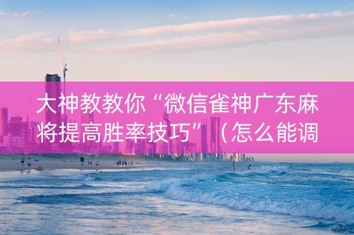 大神教教你“微信雀神广东麻将提高胜率技巧”（怎么能调好牌)