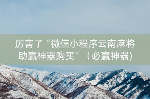 厉害了“微信小程序云南麻将助赢神器购买”（必赢神器)