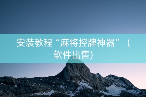 安装教程“麻将控牌神器”（软件出售)