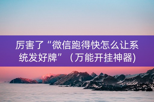 厉害了“微信跑得快怎么让系统发好牌”（万能开挂神器)