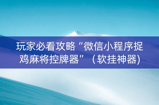 玩家必看攻略“微信小程序捉鸡麻将控牌器”（软挂神器)