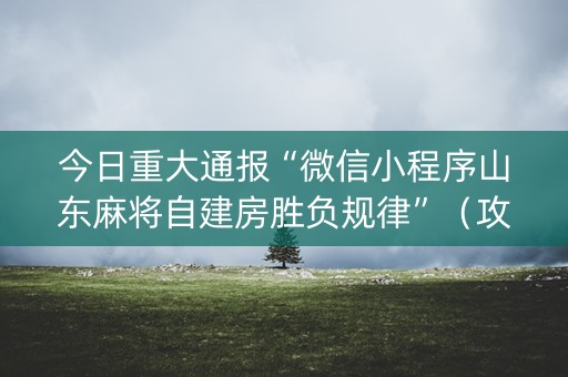 今日重大通报“微信小程序山东麻将自建房胜负规律”（攻略插件)