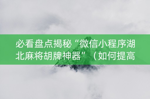 必看盘点揭秘“微信小程序湖北麻将胡牌神器”（如何提高胜率)