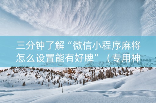 三分钟了解“微信小程序麻将怎么设置能有好牌”（专用神器下载)