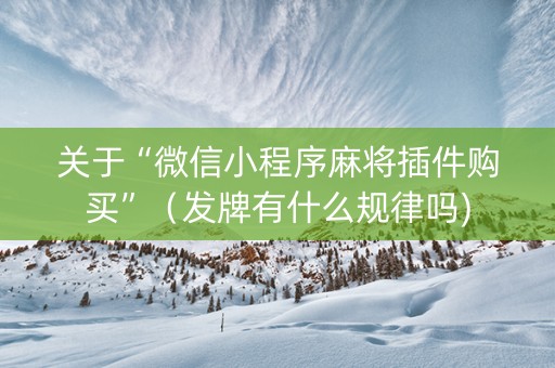 关于“微信小程序麻将插件购买”（发牌有什么规律吗)
