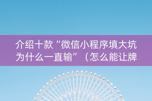 介绍十款“微信小程序填大坑为什么一直输”（怎么能让牌好一点)