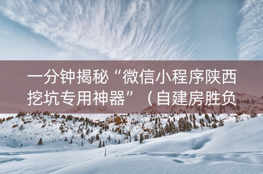 一分钟揭秘“微信小程序陕西挖坑专用神器”（自建房胜负规律)