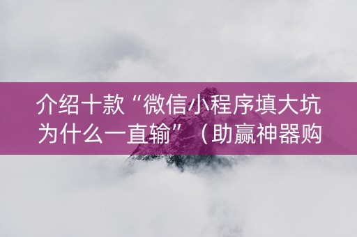介绍十款“微信小程序填大坑为什么一直输”（助赢神器购买)