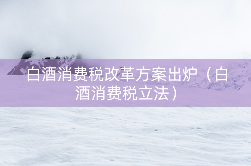 白酒消费税改革方案出炉（白酒消费税立法）