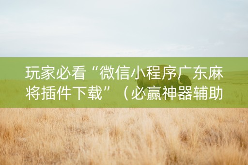 玩家必看“微信小程序广东麻将插件下载”（必赢神器辅助器)