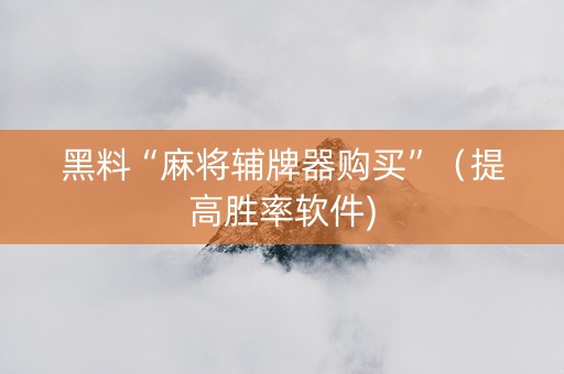黑料“麻将辅牌器购买”（提高胜率软件)