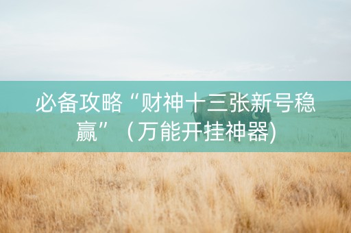 必备攻略“财神十三张新号稳赢”（万能开挂神器)