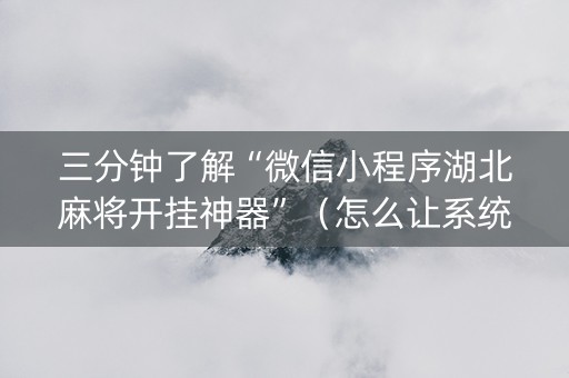三分钟了解“微信小程序湖北麻将开挂神器”（怎么让系统给你发好牌)