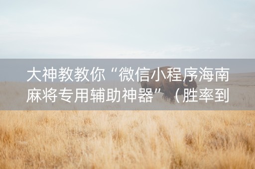 大神教教你“微信小程序海南麻将专用辅助神器”（胜率到哪调)