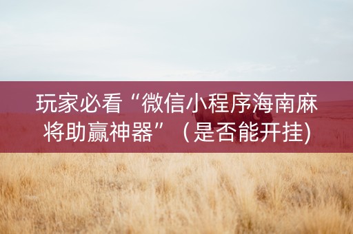 玩家必看“微信小程序海南麻将助赢神器”（是否能开挂)