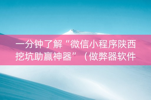 一分钟了解“微信小程序陕西挖坑助赢神器”（做弊器软件下载)