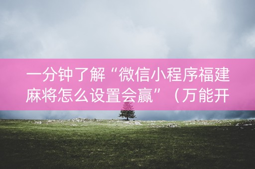 一分钟了解“微信小程序福建麻将怎么设置会赢”（万能开挂器)
